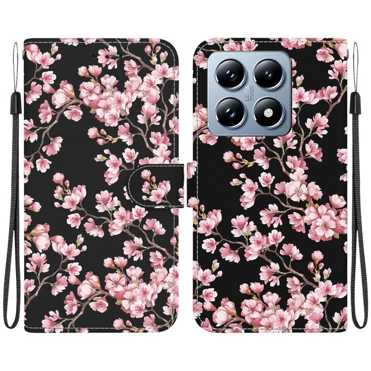 

For Xiaomi 14T Pro Crystal Texture Colored Drawing Leather Phone Case(Plum Bossom)