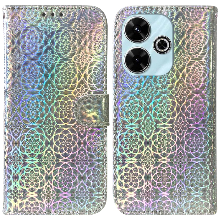 

For Xiaomi Poco M6 4G Colorful Magnetic Buckle Leather Phone Case(Silver)