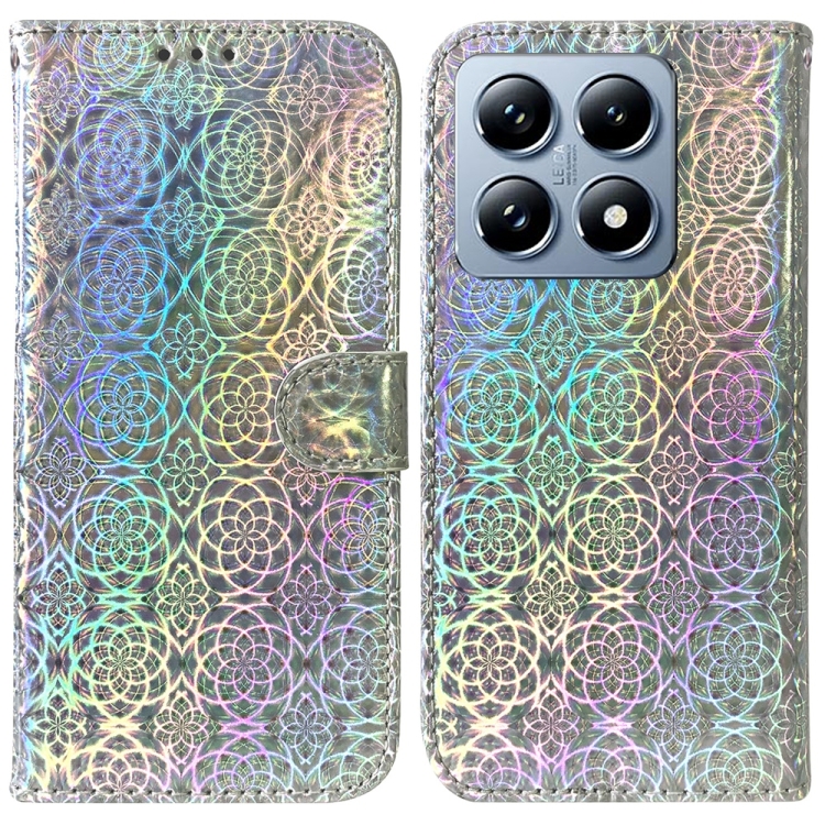 

For Xiaomi 14T Pro Colorful Magnetic Buckle Leather Phone Case(Silver)