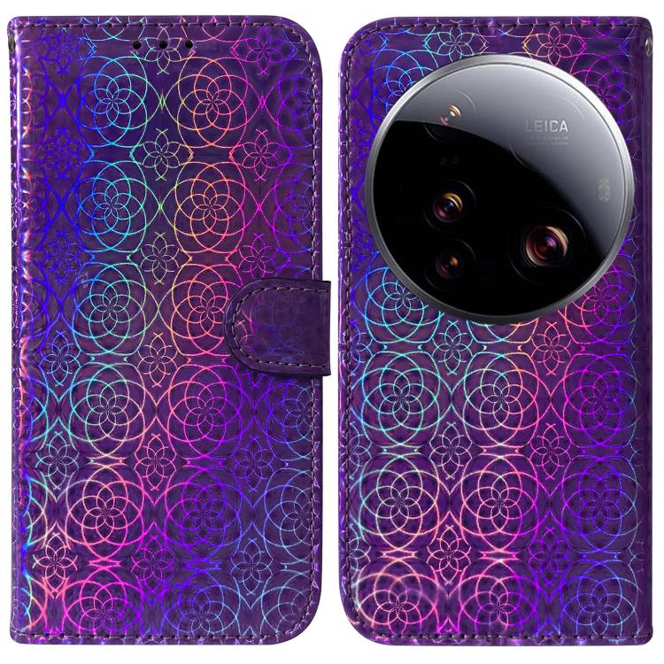

For Xiaomi 15 Ultra Colorful Magnetic Buckle Leather Phone Case(Purple)
