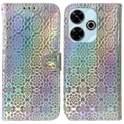

For Redmi 13 4G Colorful Magnetic Buckle Leather Phone Case(Silver)