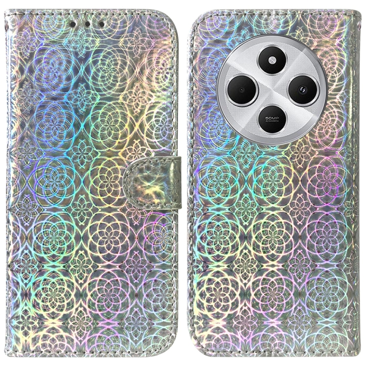 

For Redmi 14C 4G Colorful Magnetic Buckle Leather Phone Case(Silver)