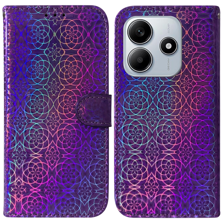 

For Redmi Note 14 5G Colorful Magnetic Buckle Leather Phone Case(Purple)
