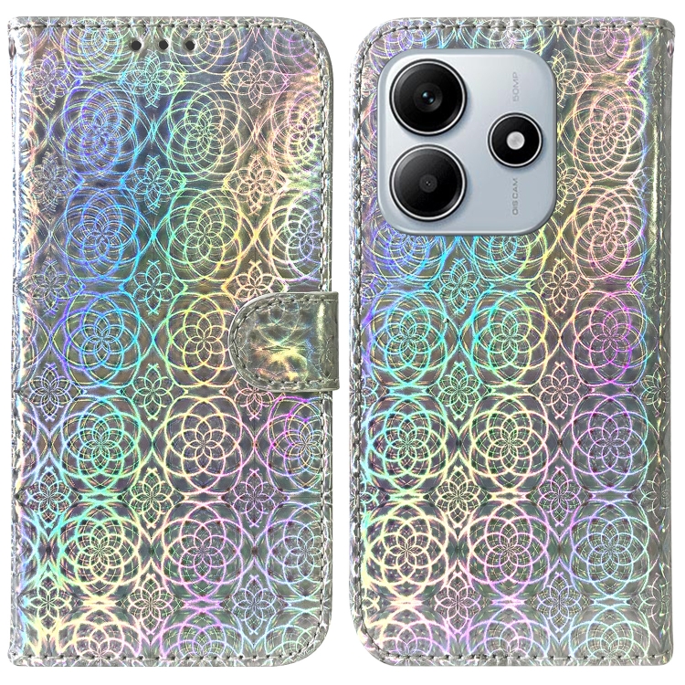 

For Redmi Note 14 5G Colorful Magnetic Buckle Leather Phone Case(Silver)