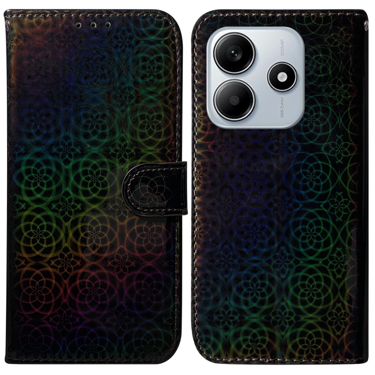 

For Redmi Note 14 5G Colorful Magnetic Buckle Leather Phone Case(Black)