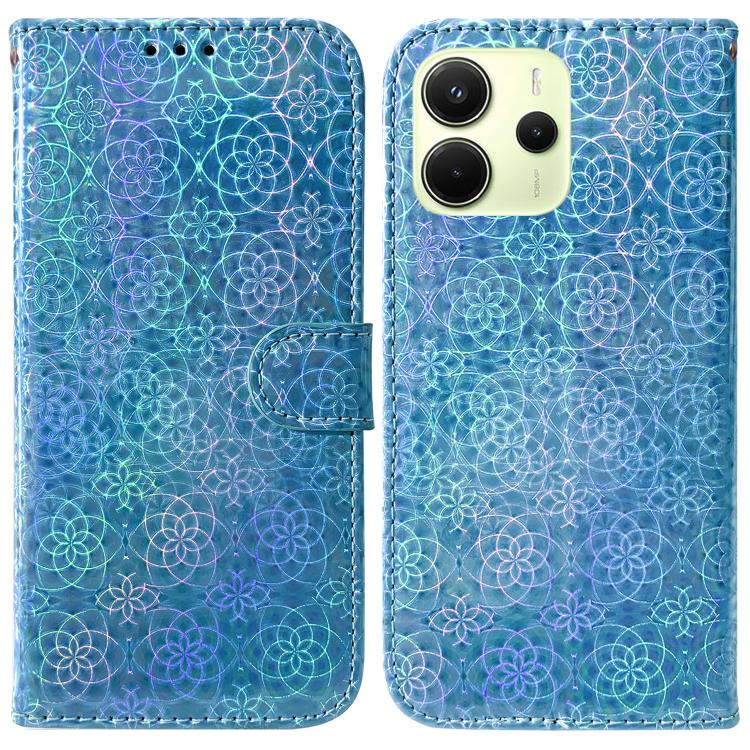 

For Redmi Note 14 4G 164.84mm Colorful Magnetic Buckle Leather Phone Case(Blue)