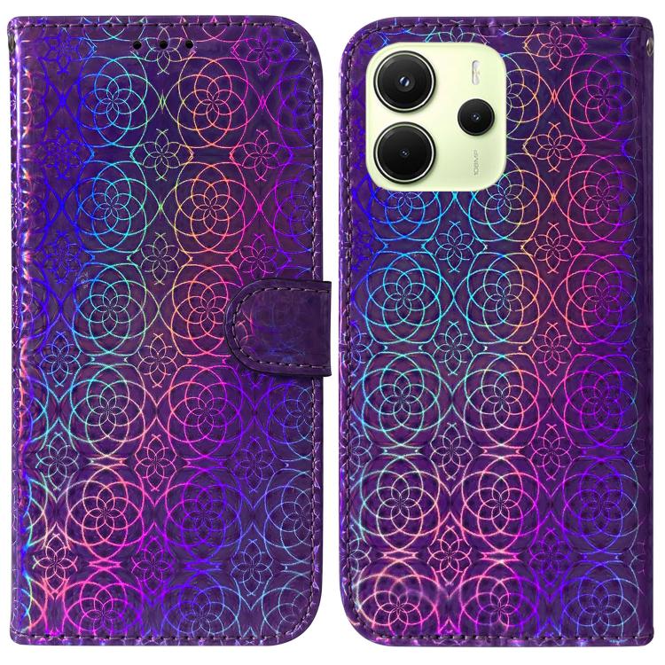 

For Redmi Note 14 4G 164.84mm Colorful Magnetic Buckle Leather Phone Case(Purple)
