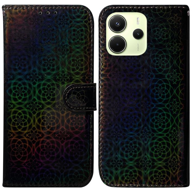 

For Redmi Note 14 4G 164.84mm Colorful Magnetic Buckle Leather Phone Case(Black)