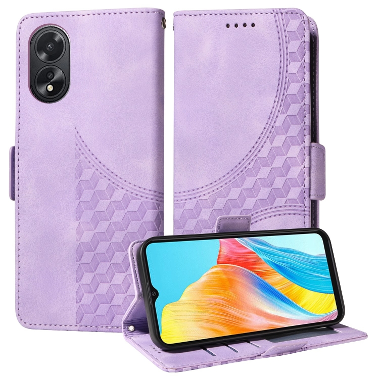 

For OPPO A38 4G / A18 4G Embossed Rhombus Starry Leather Phone Case(Purple)