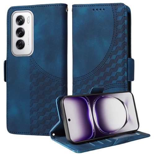 

For OPPO Reno12 5G Global Embossed Rhombus Starry Leather Phone Case(Blue)