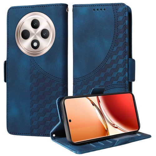 

For OPPO Reno12 F 5G Global Embossed Rhombus Starry Leather Phone Case(Blue)