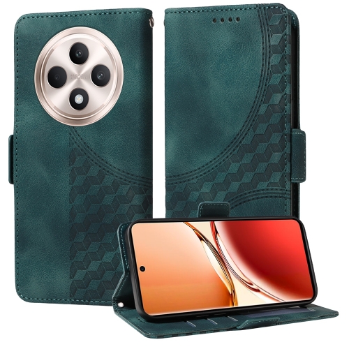 

For OPPO Reno12 F 4G Embossed Rhombus Starry Leather Phone Case(Green)