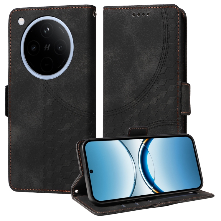 

For OPPO Find X8 Embossed Rhombus Starry Leather Phone Case(Black)