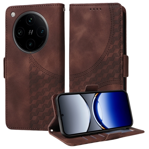 

For OPPO Find X8 Pro Embossed Rhombus Starry Leather Phone Case(Brown)