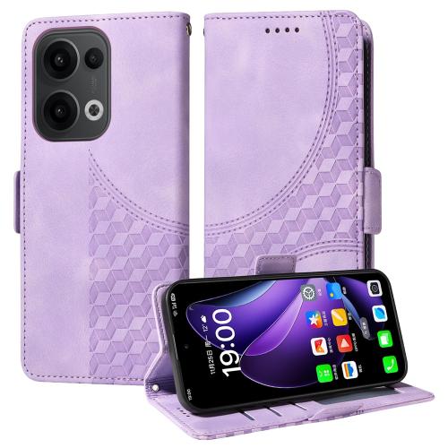 

For OPPO Reno13 Global Embossed Rhombus Starry Leather Phone Case(Purple)