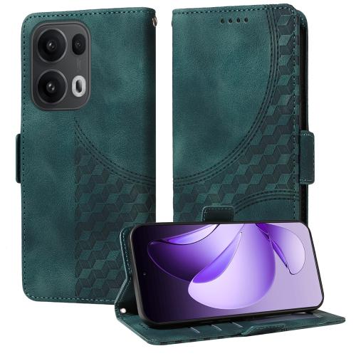 

For OPPO Reno13 Pro Global Embossed Rhombus Starry Leather Phone Case(Green)