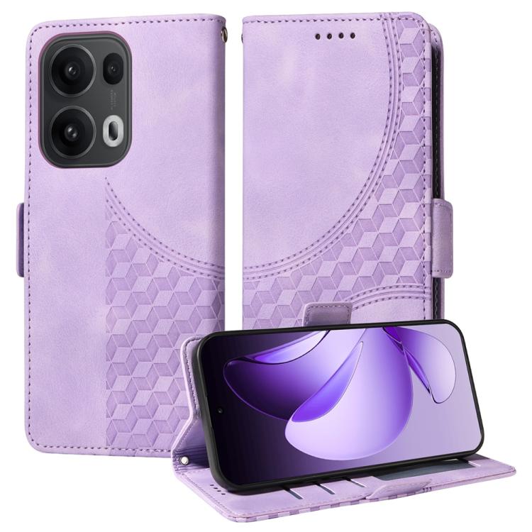 

For OPPO Reno13 Pro / Reno14 Pro Global Embossed Rhombus Starry Leather Phone Case(Purple)