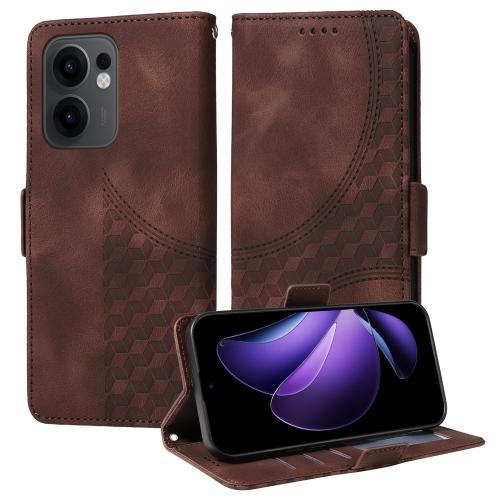 

For OPPO Reno13 F 4G / 5G Embossed Rhombus Starry Leather Phone Case(Brown)