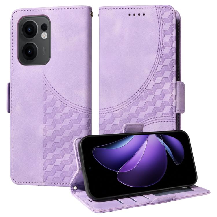 

For OPPO Reno13 F 4G / 5G Embossed Rhombus Starry Leather Phone Case(Purple)