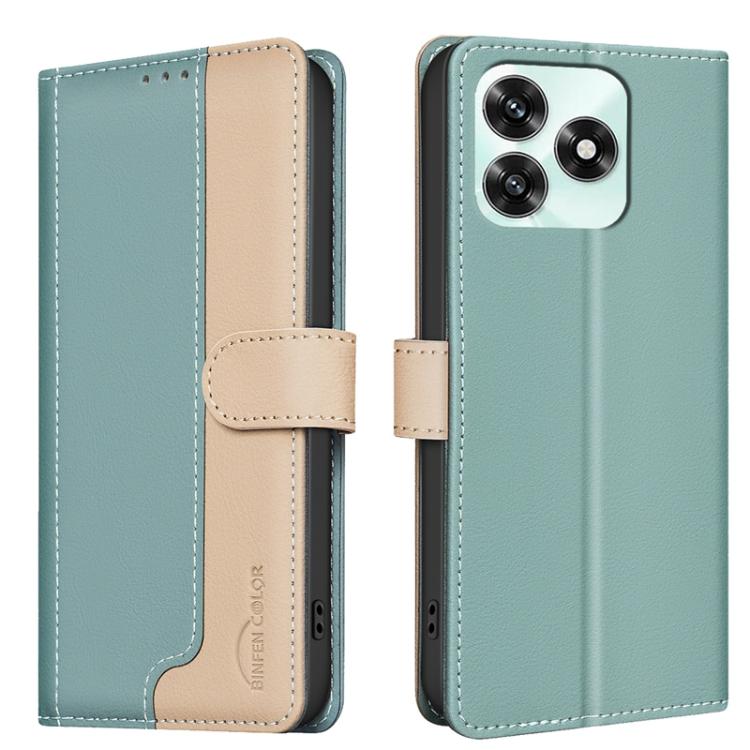 

For Honor X5c 4G / X5c Plus Color Matching RFID Anti-theft Leather Phone Case(Green)
