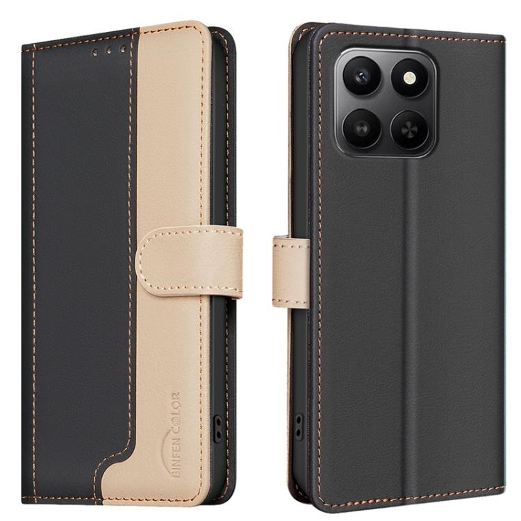 For Honor X7d 5G Color Matching RFID Anti-theft Leather Phone Case