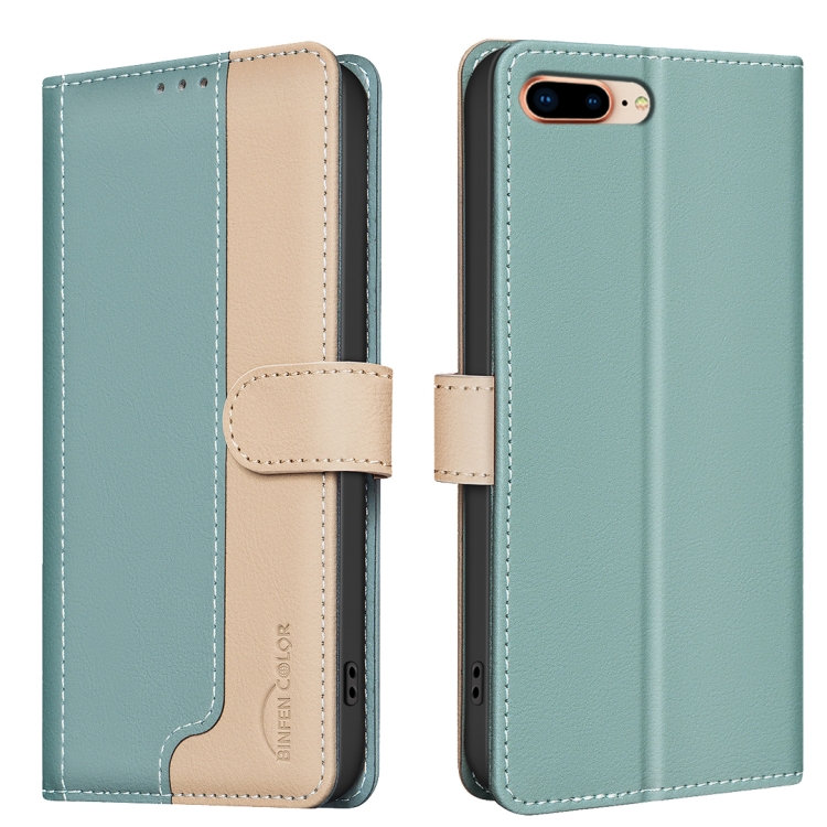 

For iPhone 8 Plus / 7 Plus Color Matching RFID Anti-theft Leather Phone Case(Green)