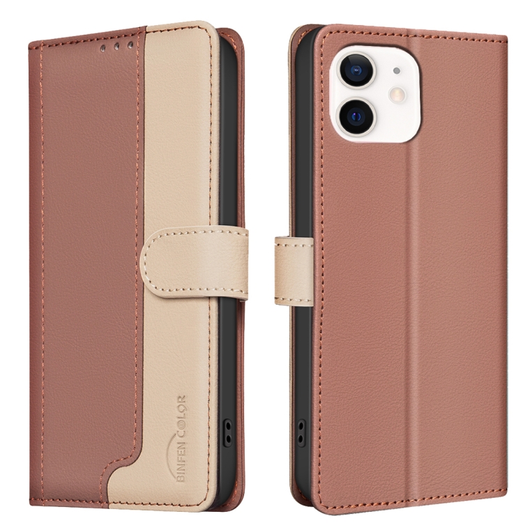 

For iPhone 11 Color Matching RFID Anti-theft Leather Phone Case(Brown)