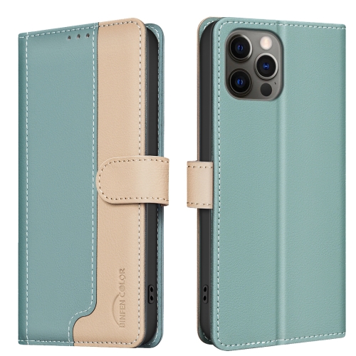

For iPhone 14 Pro Color Matching RFID Anti-theft Leather Phone Case(Green)