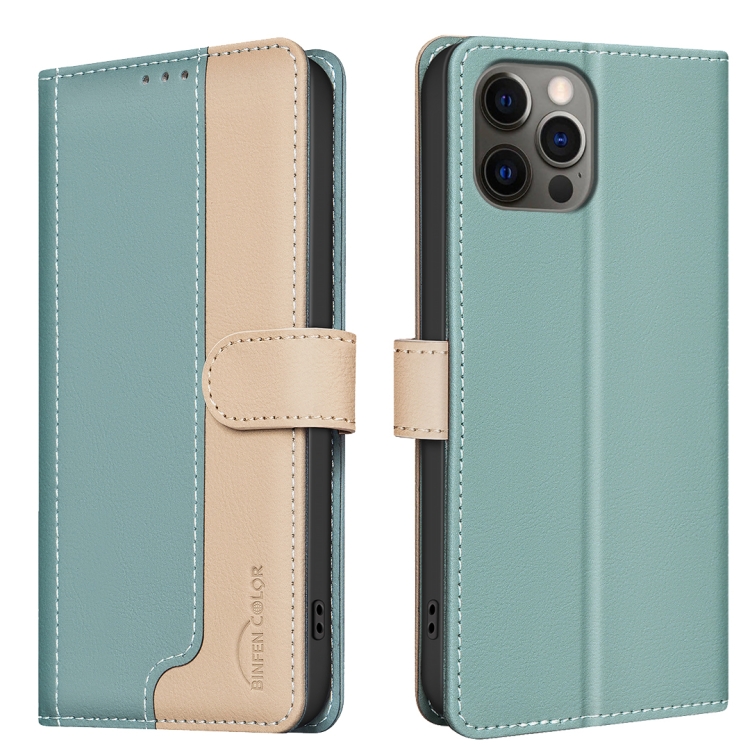 

For iPhone 15 Pro Color Matching RFID Anti-theft Leather Phone Case(Green)