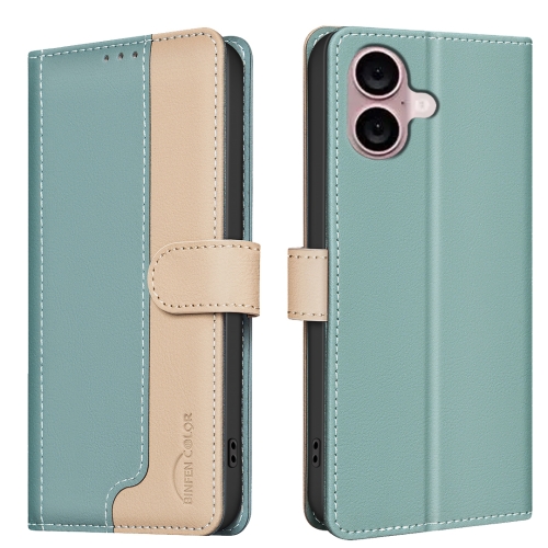 

For iPhone 16 Color Matching RFID Anti-theft Leather Phone Case(Green)
