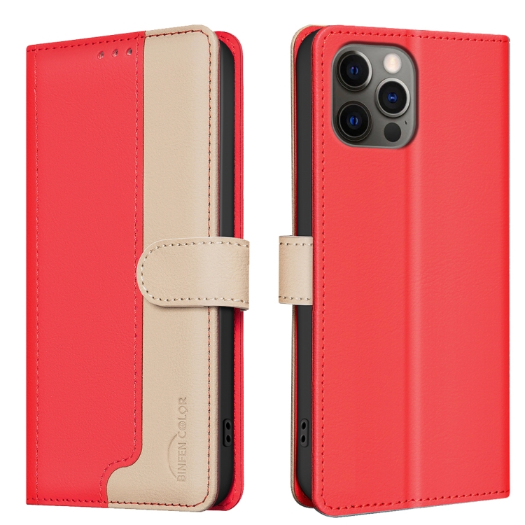 

For iPhone 16 Pro Color Matching RFID Anti-theft Leather Phone Case(Red)