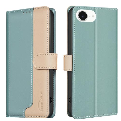

For iPhone 16e Color Matching RFID Anti-theft Leather Phone Case(Green)