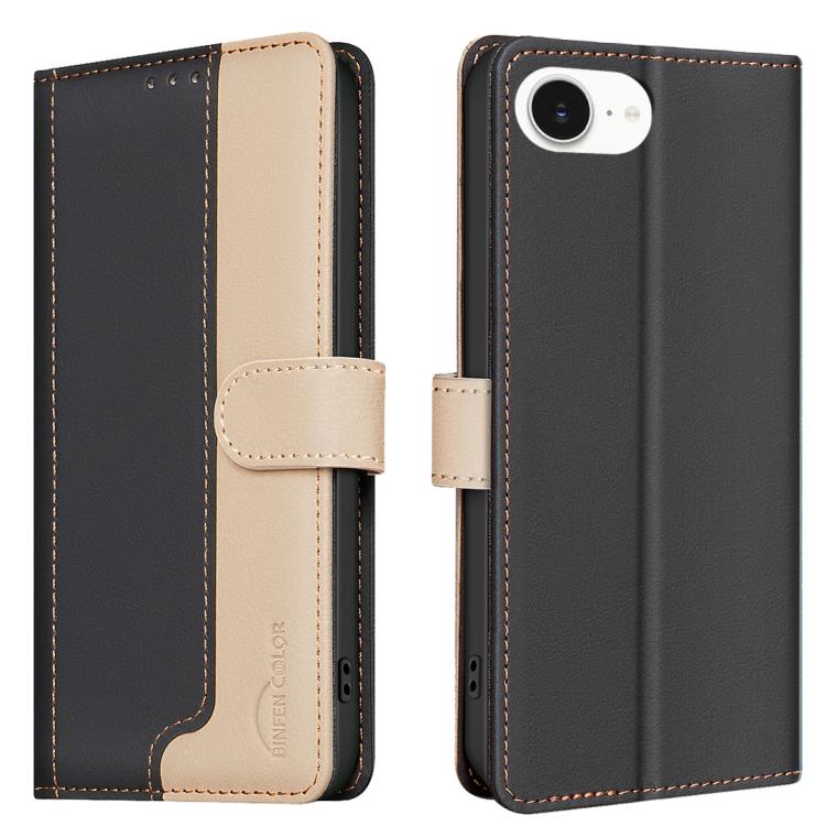 

For iPhone 16e Color Matching RFID Anti-theft Leather Phone Case(Black)