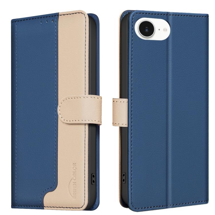 

For iPhone 16e Color Matching RFID Anti-theft Leather Phone Case(Blue)