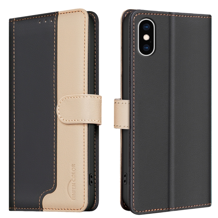 

For iPhone XS Max Color Matching RFID Anti-theft Leather Phone Case(Black)