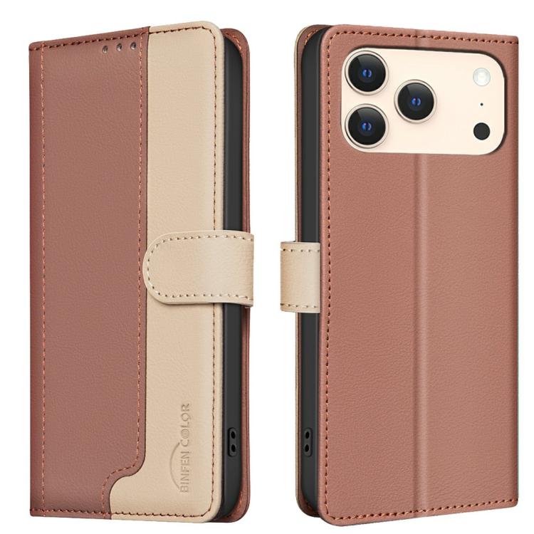 

For iPhone 17 Pro Color Matching RFID Anti-theft Leather Phone Case(Brown)