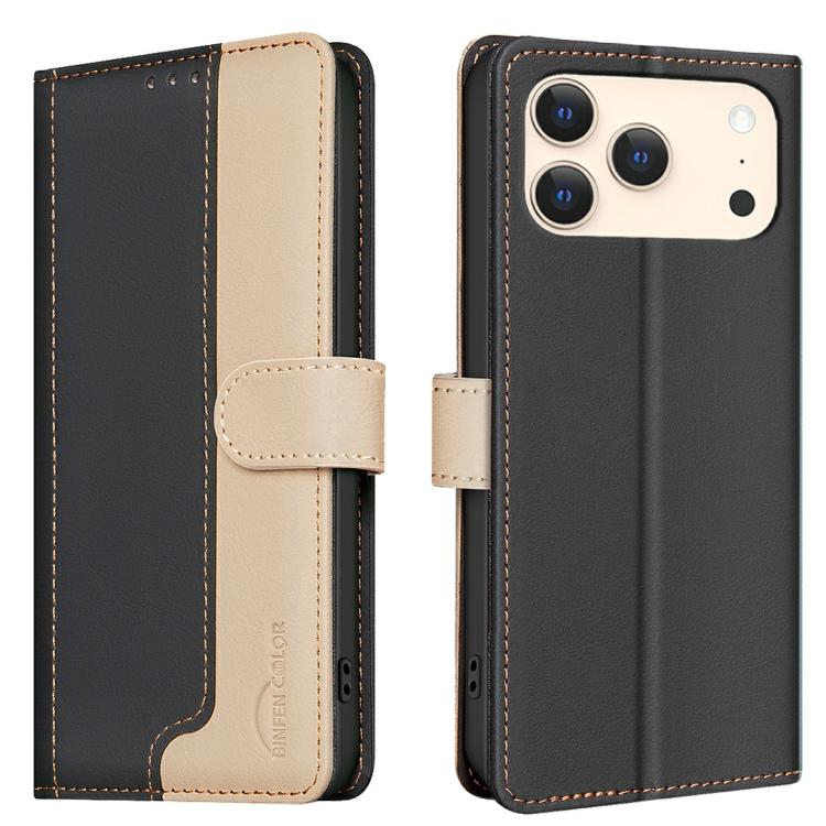 

For iPhone 17 Pro Color Matching RFID Anti-theft Leather Phone Case(Black)