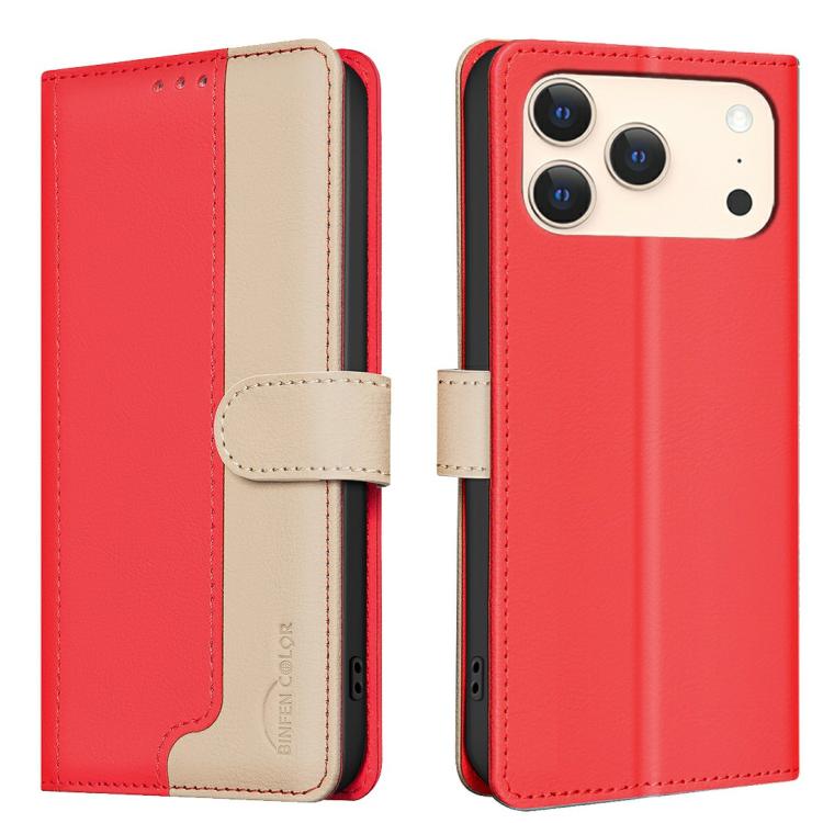 

For iPhone 17 Pro Color Matching RFID Anti-theft Leather Phone Case(Red)
