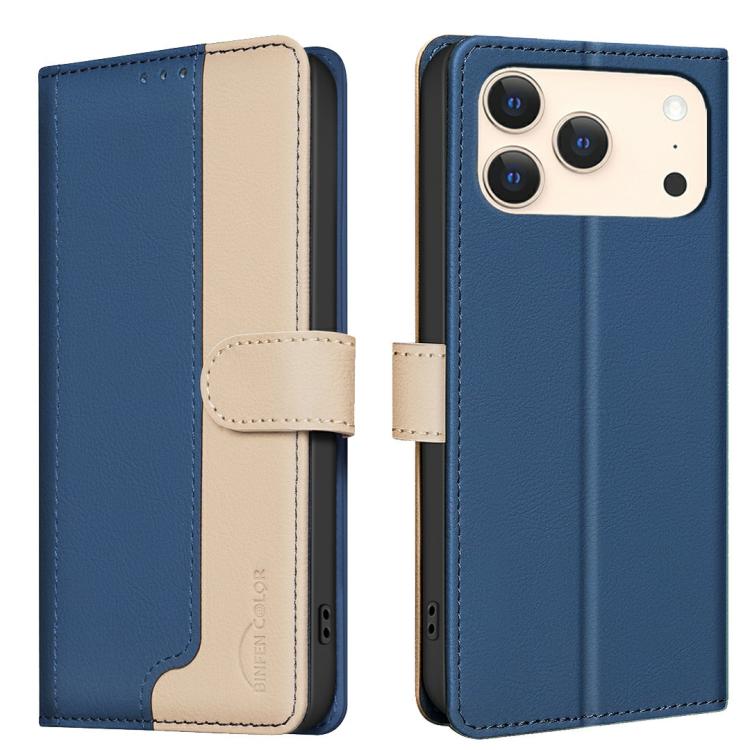 

For iPhone 17 Pro Max Color Matching RFID Anti-theft Leather Phone Case(Blue)