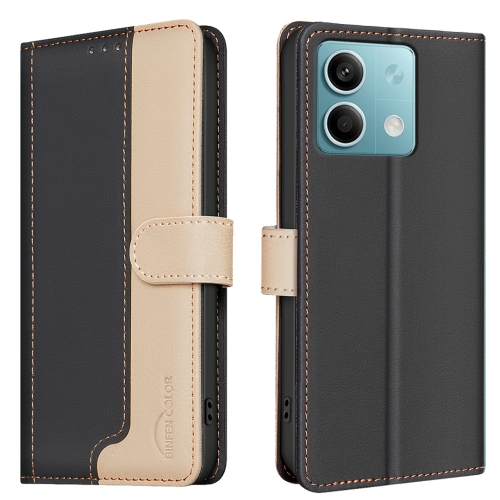 

For Xiaomi Redmi Note 13 4G Global Color Matching RFID Anti-theft Leather Phone Case(Black)