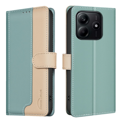 

For Redmi Note 14 5G Color Matching RFID Anti-theft Leather Phone Case(Green)