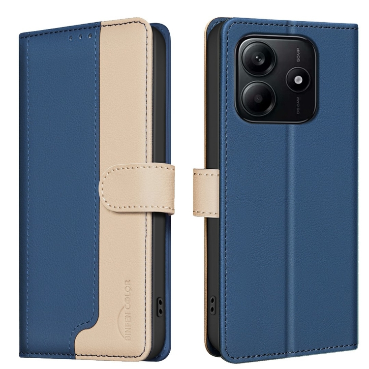 

For Redmi Note 14 5G Color Matching RFID Anti-theft Leather Phone Case(Blue)