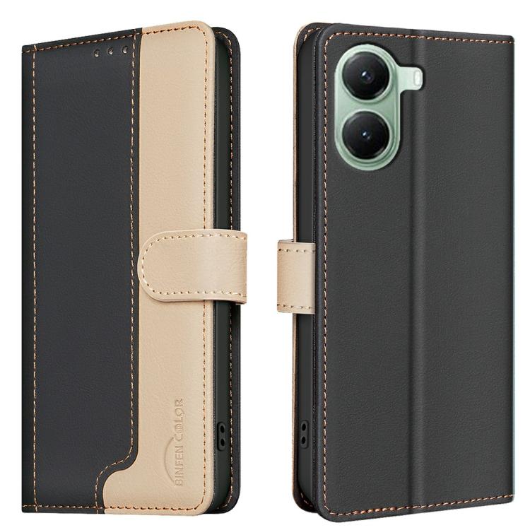 

For Redmi Turbo 4 Color Matching RFID Anti-theft Leather Phone Case(Black)