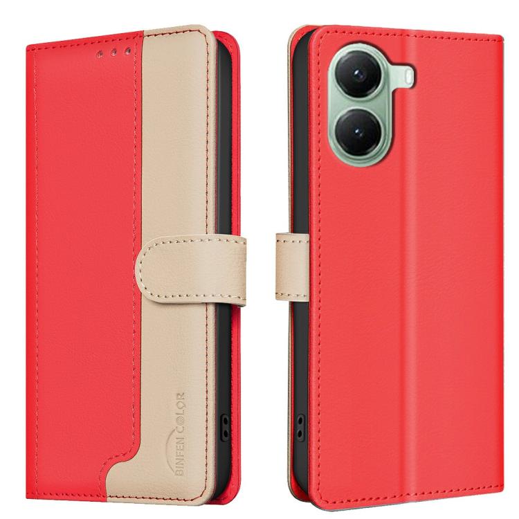 

For Redmi Turbo 4 Color Matching RFID Anti-theft Leather Phone Case(Red)