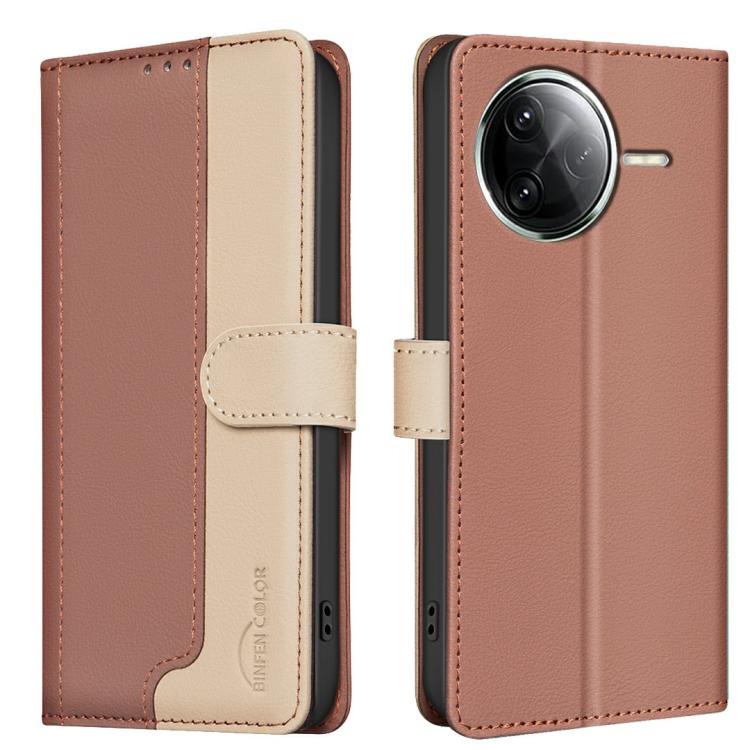 

For Redmi K80 / K80 Pro Color Matching RFID Anti-theft Leather Phone Case(Brown)