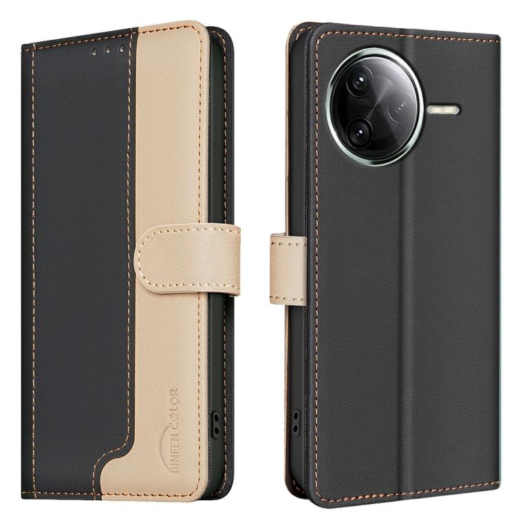 

For Redmi K80 / K80 Pro Color Matching RFID Anti-theft Leather Phone Case(Black)