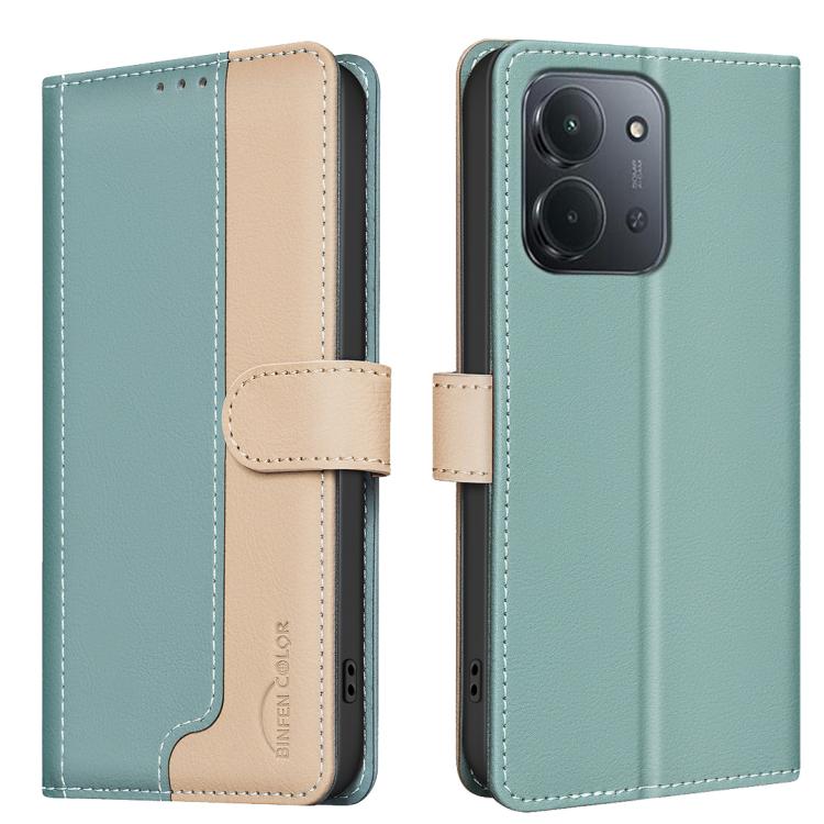 

For Redmi 15C 4G 173.1mm / 15C 5G 173.1mm Color Matching RFID Anti-theft Leather Phone Case(Green)