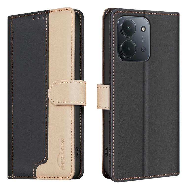 

For Redmi 15C 5G / 4G EU 173mm Color Matching RFID Anti-theft Leather Phone Case(Black)
