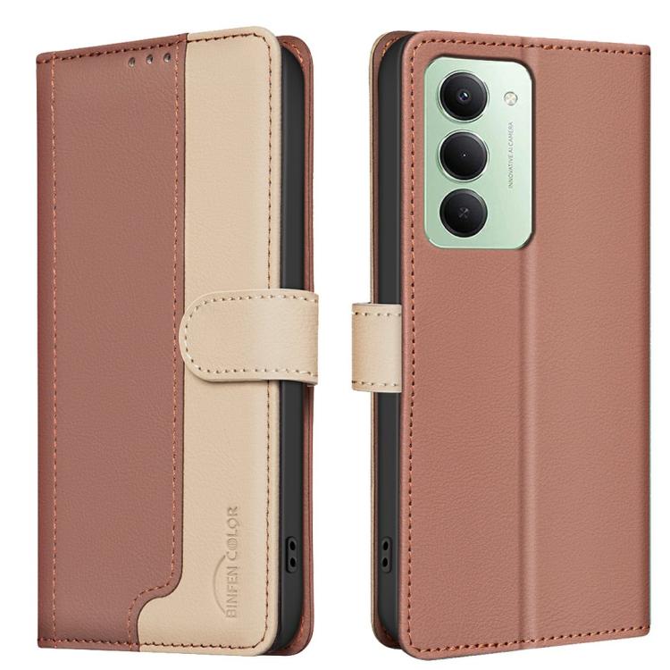 

For Redmi 15 5G Global / 15 4G SEA 169.5mm Color Matching RFID Anti-theft Leather Phone Case(Brown)