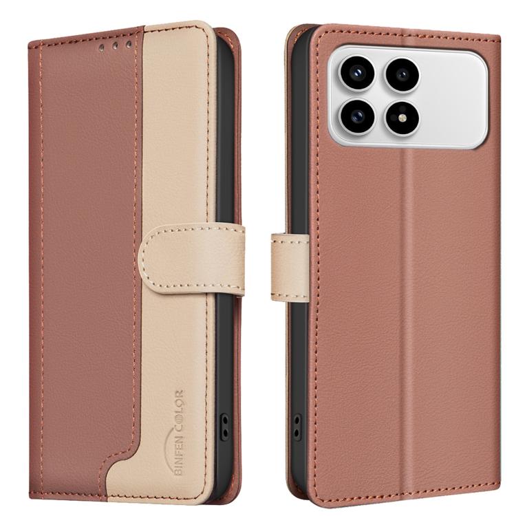 

For Redmi K90/Poco F8 Pro Color Matching RFID Anti-theft Leather Phone Case(Brown)